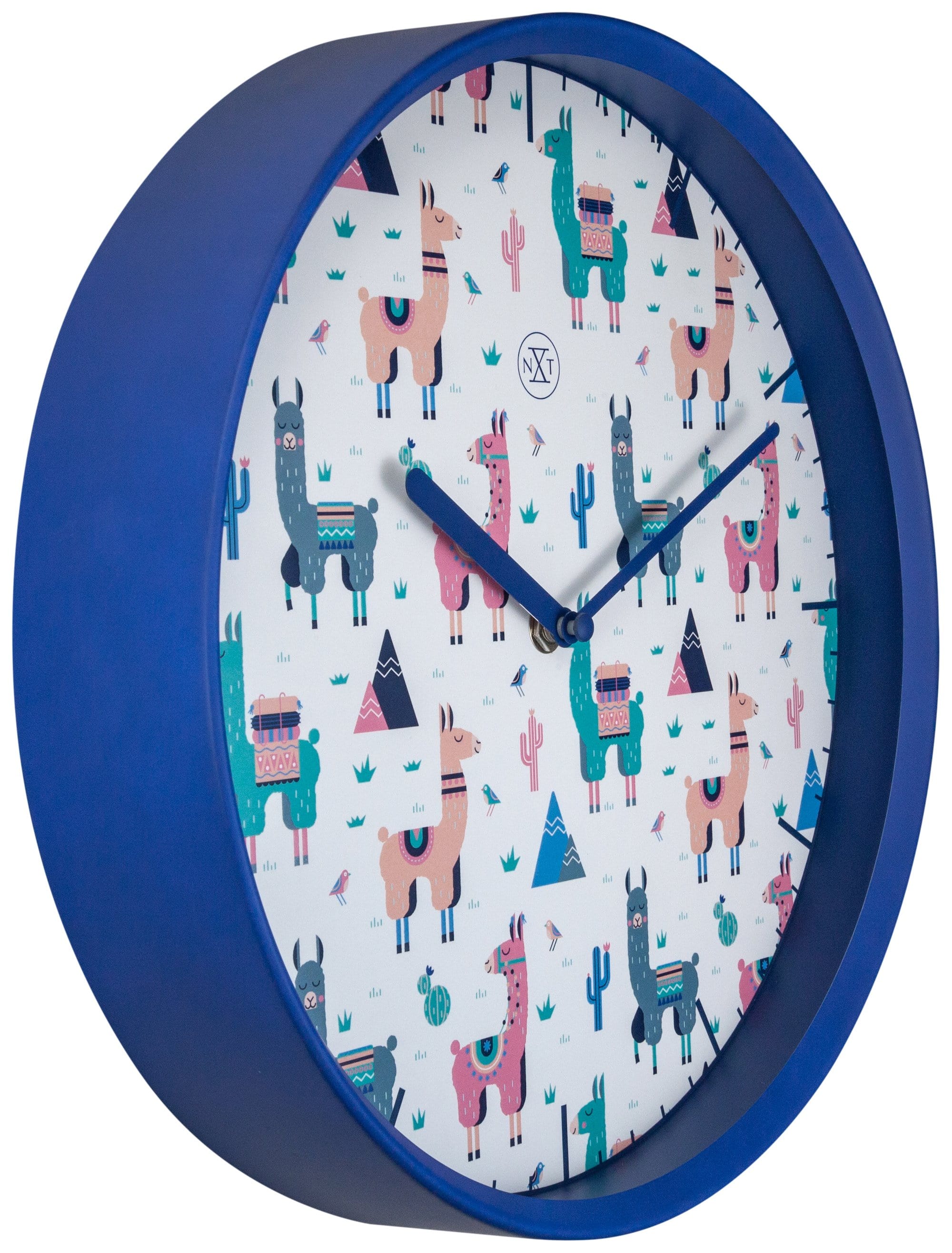 nextime-alpaca-wanduhr-30cm-lautlos-kunststoff-blau-mit-alpaka-print image 2