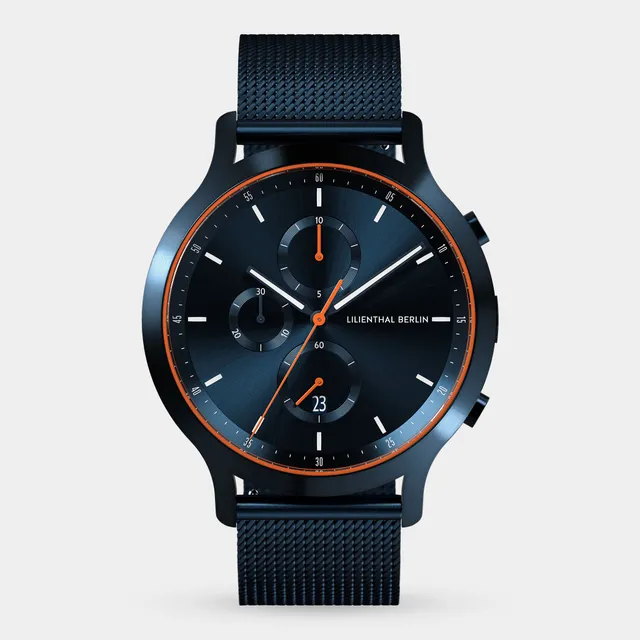 lilienthal-berlin-chronograph-uhr-blue-orange image 1