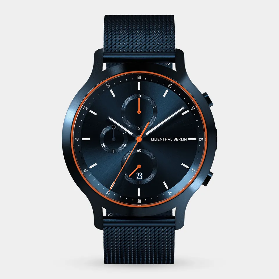 lilienthal-berlin-chronograph-uhr-blue-orange image 1