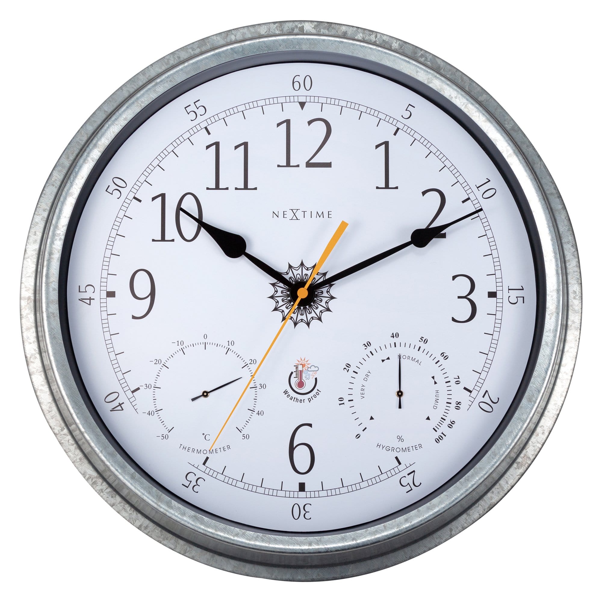 nextime-tulip-outdoor-wetterstation-40-5-cm-metall-galvanized-wanduhr-mit-temper image 1