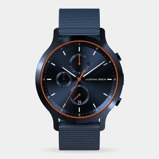 lilienthal-berlin-chronograph-blue-orange-herrenuhr image 1