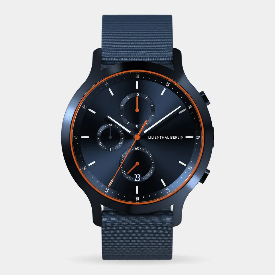 lilienthal-berlin-chronograph-blue-orange-herrenuhr image 1