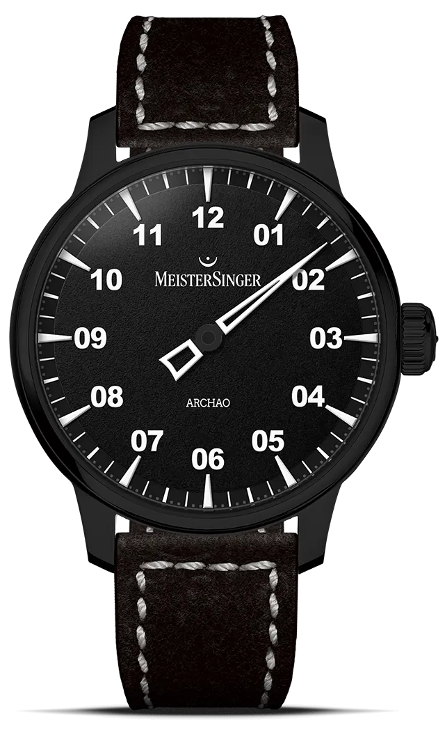 meistersinger-archao-dlc-einzeiger-armbanduhr-schwarz image 1
