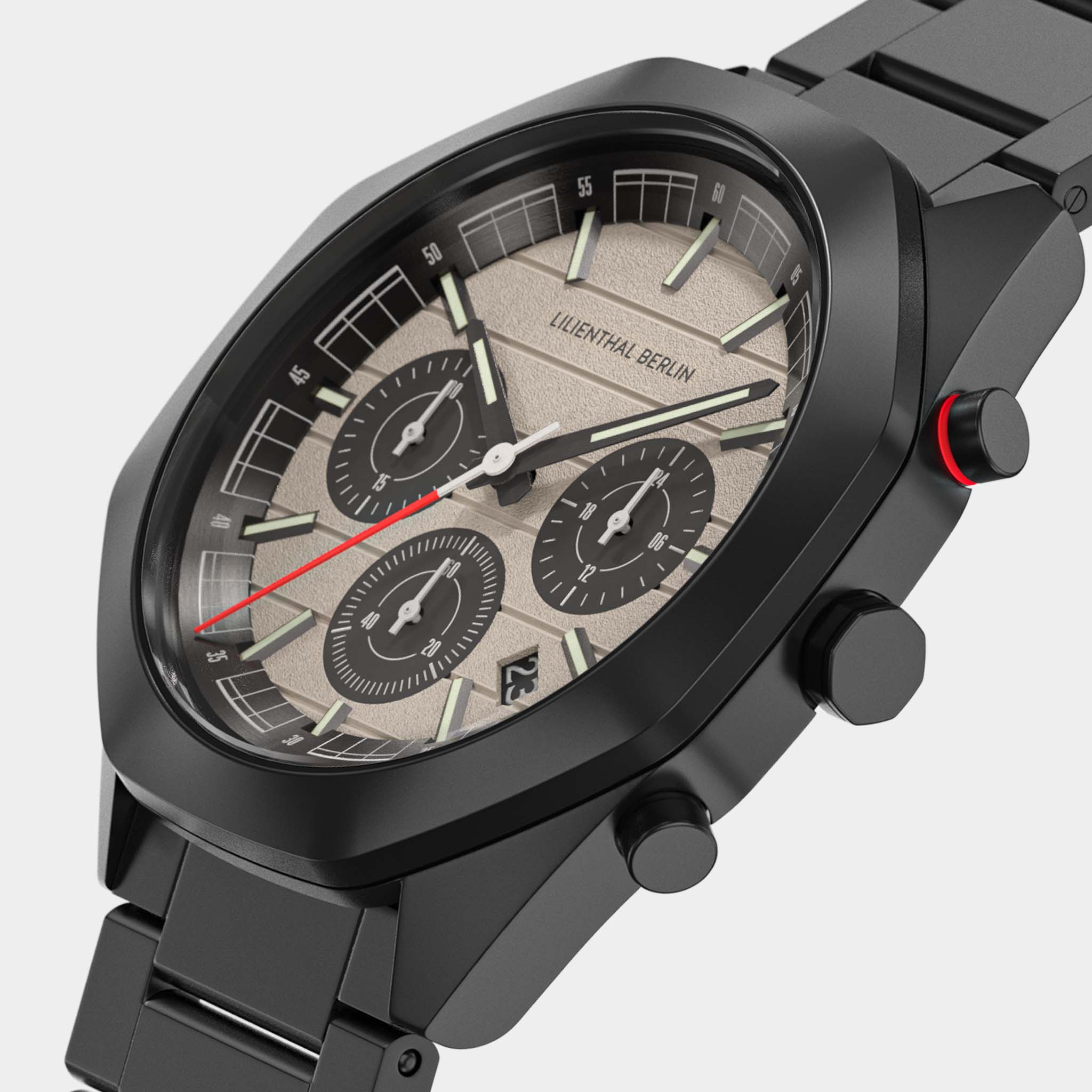 lilienthal-berlin-octachrono-black-sand-octagon-armbanduhr-mit-metallband image 2