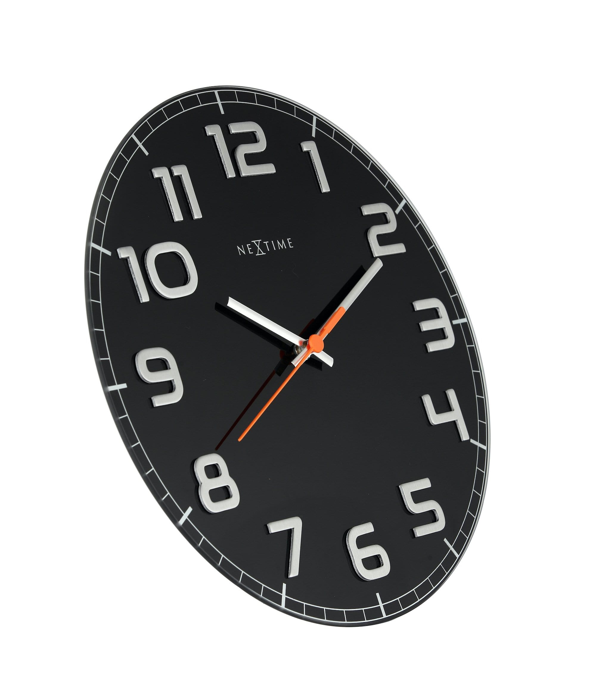 nextime-classy-round-wanduhr-30-cm-lautlos-glas-schwarz-wei image 2