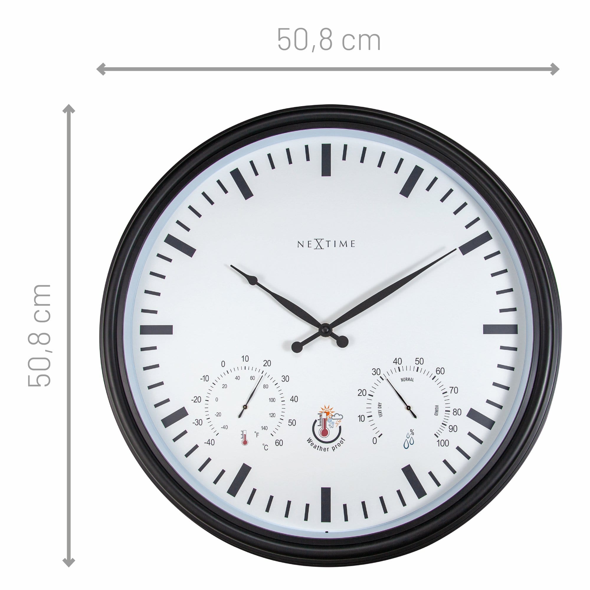 nextime-sunflower-wetterstation-wanduhr-outdoor-wetterfest-50-5-cm-schwarz-wei image 4