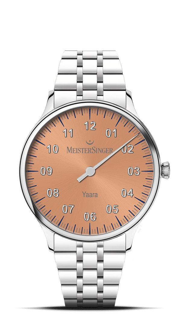 meistersinger-yaara-einzeiger-armbanduhr-lachs-mit-silber image 1