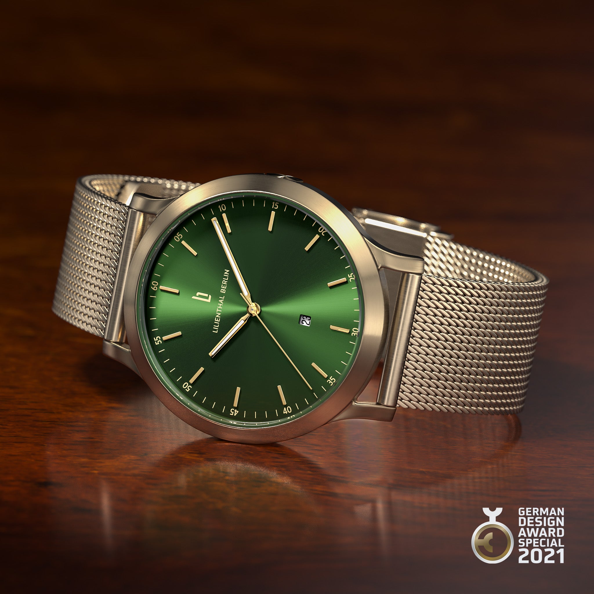 lilienthal-berlin-huxley-armbanduhr-beige-gold-green-40-mm-2 image 3