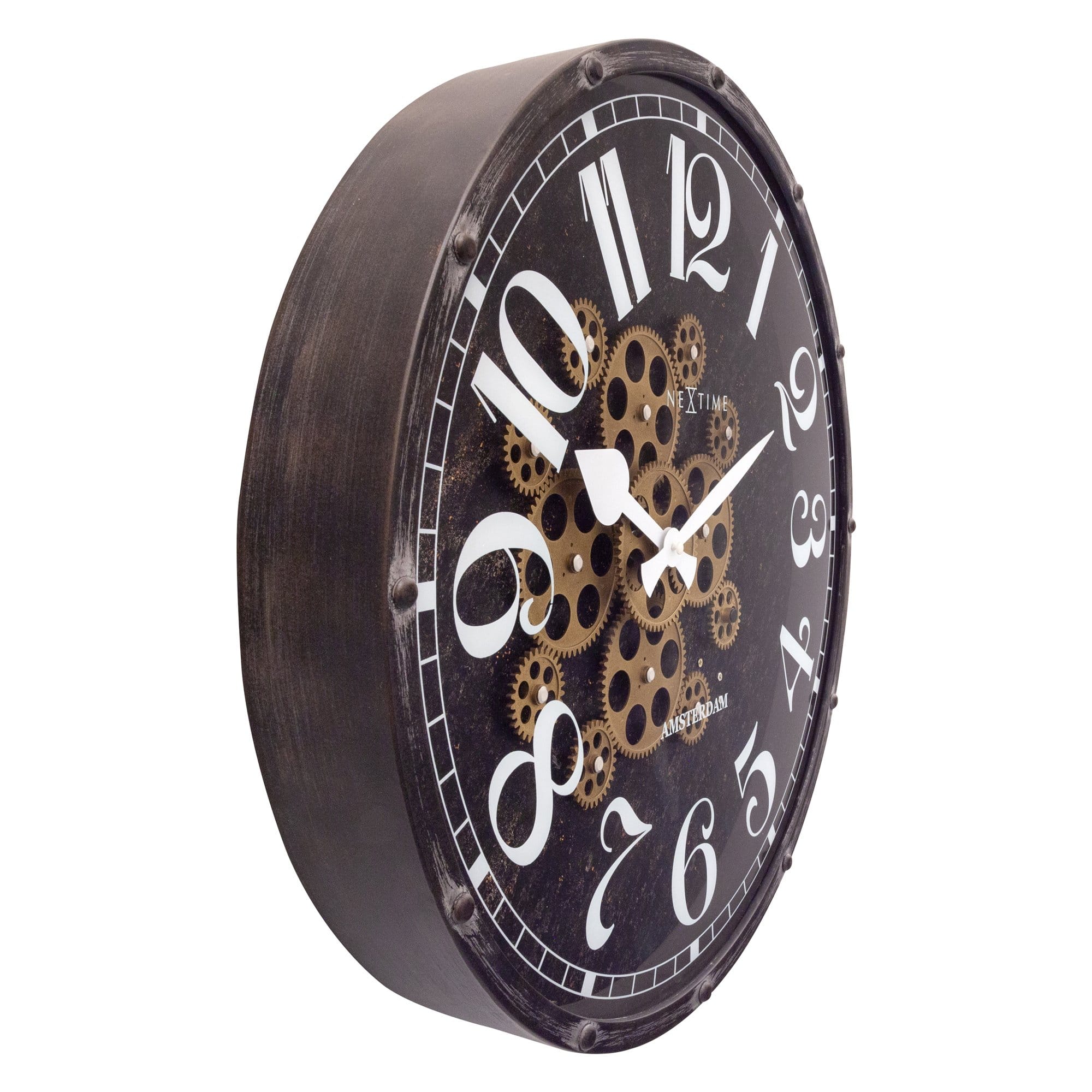 nextime-henry-wanduhr-50-cm-mit-beweglichen-zahnr-dern-schwarz image 2