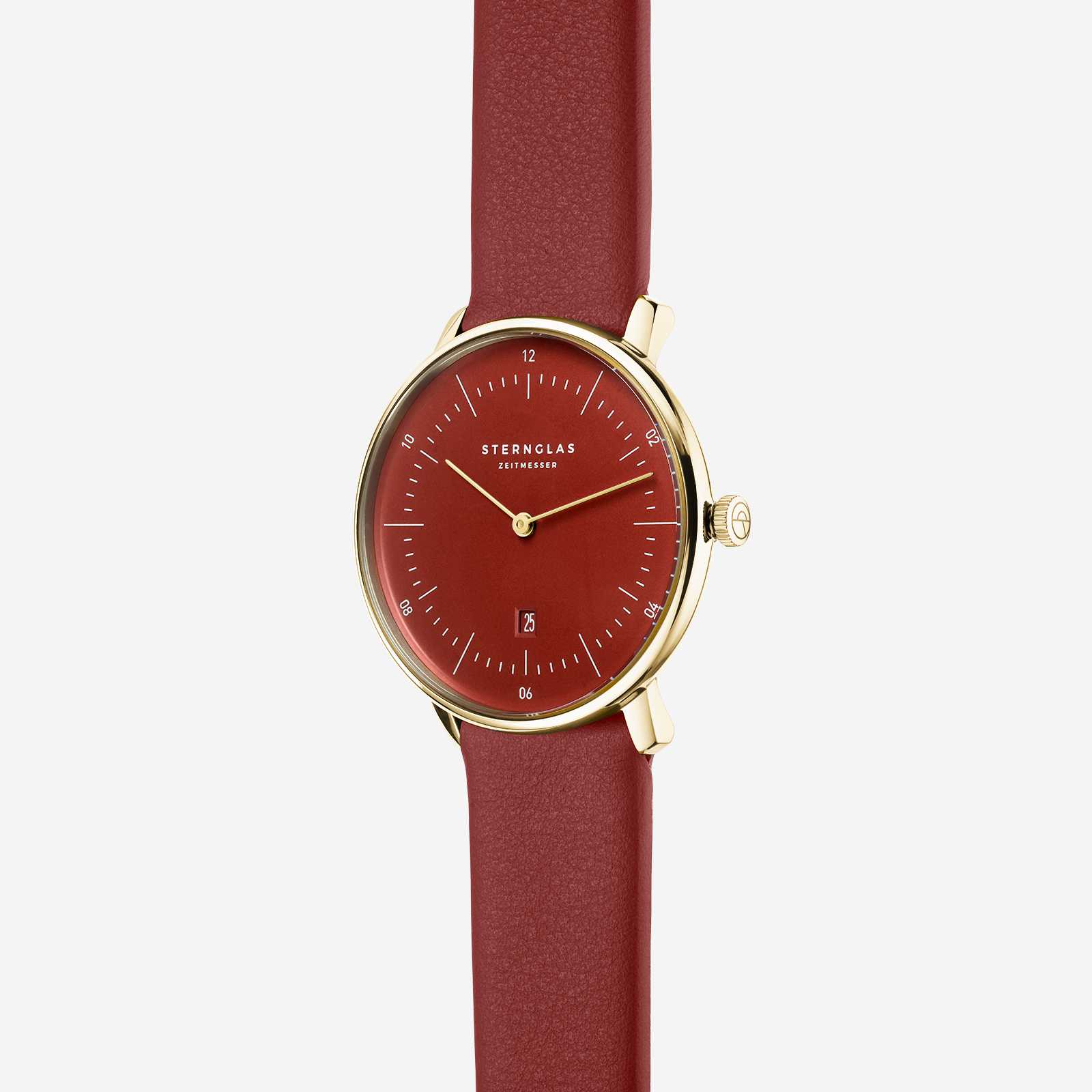 sternglas-naos-xs-edition-flora-damenuhr-33-mm-gold-hibiskus-leder image 3